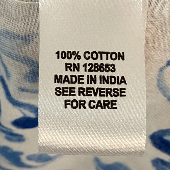 Calypso St Barth Button Up Top Women's M Blue European Summer Tile‎ Print Beachy - Picture 5 of 6